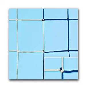 Coppia reti per porte calcetto 3X2 m in treccia di polipropilene bianco-blu