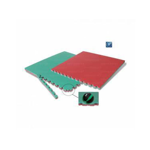 Tappeto ad incastro cm. 100x100x4, bicolore rosso e verde