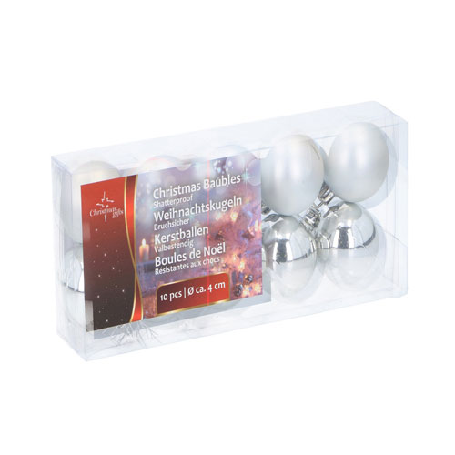 Palline natalizie 4cm lucide/opache color argento confezione da 10 Christmas Gifts